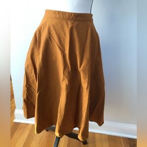 Uniqlo Brown Midi A-line Skirt with Pleats for Work